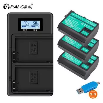 PALO 2500 мАч EN-EL15 ENEL15 EN EL15 аккумулятор для камеры Nikon D500 D600 D610 D750 D800 D800E D810 D810A D7000 D7100 D7200