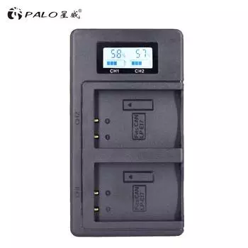 PALO 2 слота LPE17 LP E17 LP-E17 ЖК-дисплей USB двойное зарядное устройство для камер Canon EOS 200D M3 M6 750D 760D T6i T6s 800D 8000D Kiss X8i чёрный