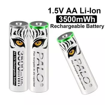 PALO 3500 МВтч, 1,5 В, литий-ионная аккумуляторная батарея AA, литий-ионные батареи AA, батарейки типа AA 2A с держателями для батарей типа AA AAA
