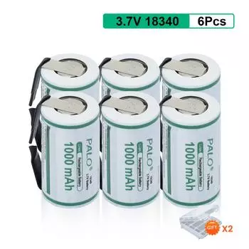 PALO 3,7 В 18340 18350 перезаряжаемая литиевая батарея 1000 мАч 18350 литий-ионная батарея для электронных сигарет детектор дыма для курения белый