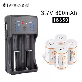 PALO 3,7 В, 800 мАч, литий-ионный аккумулятор 16340 16350, литиевая аккумуляторная батарея CR123A CR123 для лазерной ручки, светодиодный фонарик