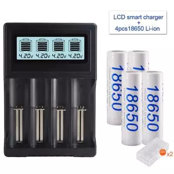 Palo 4 шт. 18650 аккумуляторная батарея + 4 слота ЖК-зарядное устройство для моделей литиевых батарей 3,7 В 14500 16350 18500 18650