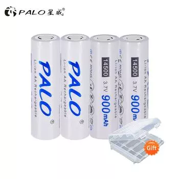 PALO 4 шт. AA 14500 900 мАч 3,7 В литий-ионная аккумуляторная литий-ионная батарея белый