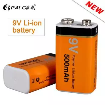 PALO 500 мАч, 9 В, литий-ионная аккумуляторная батарея 6F22, 9 В, литий-ионная батарея для модели радиоуправляемого вертолета, игрушечный микрофон оранжевый