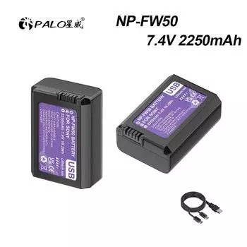 PALO 7,4 В 2250 мАч USB NP-FW50 NP FW50 NPFW50 Аккумулятор для Sony Alpha a 6500a 6300 a6000 a5000 a3000 NEX-3 a7R a7S NEX-7