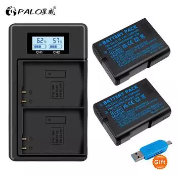 Palo EN-EL14 EN-EL14a ENEL14 EN EL14 EL14a Аккумулятор + ЖК-зарядное устройство с двумя USB-портами для Nikon D3100 D3200 D3300 D5100 D5200 D5300