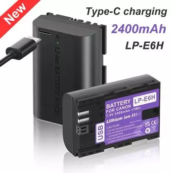 PALO Новый LP-E6H LP E6 LPE6 2400 мАч Тип-C Зарядный аккумулятор для Canon 5D Mark II III 7D 60D EOS 6D 70D 80D EOS 5DS R 2PCS