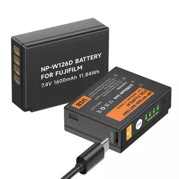 PALO NP-W126D Сменный аккумулятор для камеры NP-W126 с портом зарядки Type-C, подходит для FUJI Fujifilm X-Pro1 X-T1, HS30EXR HS33EXR(1600 мАч литий-ионный) 1Pcs