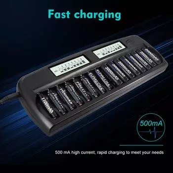 PALO PL-NC31 Универсальное интеллектуальное зарядное устройство с двумя 3-дюймовыми ЖК-дисплеями US Plug чёрный