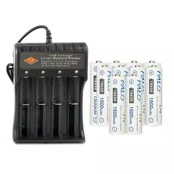 PALO подходит для литий-ионных аккумуляторов 3,7 В 18650, умное USB-зарядное устройство чёрный