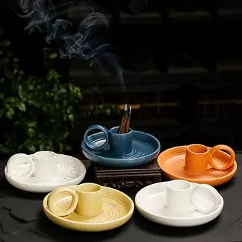 Palo Santo Stick Holder Ceramic Sage Holder Ash Catcher Incense Burner Cone Holder Stand Holy Wood Bracket Candlestick Holder