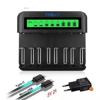 PALO ЖК-дисплей USB Smart Зарядное устройство для аккумуляторов AA AAA SC Размер компакт-диска Аккумуляторные батареи 1,2 В Ni-MH Ni-CD Быстрое зарядное устройство