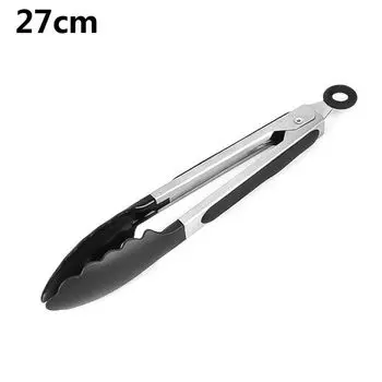 Палочка для барбекю Инструменты для домашней кухни Щипцы для барбекю Головка из нержавеющей стали Зажим для салата Силиконовая ручка 27cm