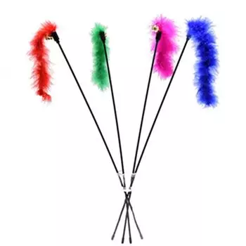 Палочка для дразнения кошек, помпон, перо, аксессуары, забавные интерактивные игрушки для котят
