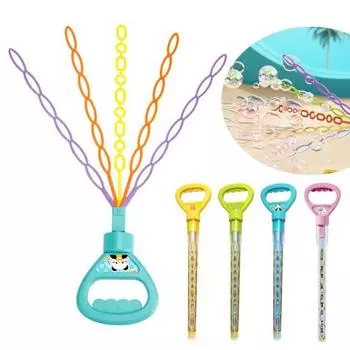 Палочка для изготовления пузырей с мультяшными животными, 5 когтей, 32 ручных отверстия, летняя уличная машина для выдувания пузырей, игрушка для малышей розовый