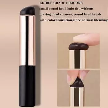 Палочка для смешивания макияжа Мягкая силиконовая круглая головка Легкий портативный бальзам для губ Аппликатор блеска для губ Кисть для губ Угловая кисточка для консилера розовый