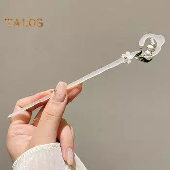 Палочка для волос в китайском стиле, цветочный декор, палочки для еды, длинные волосы, прическа, палочка для волос, элегантный аксессуар для волос C