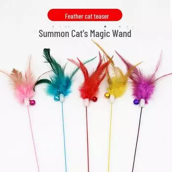 Палочка-дразнилка для кошек Spring Cat с присоской и колокольчиком - Высокоэластичная игрушка для кошек colorful spring, 1 piece