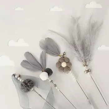 Палочка-дразнилка для кошек, устойчивая к укусам, инструмент-дразнилка для котят, набор палочек-дразнилка для кошек, самостоятельная прочная игрушка для домашних животных 3PCS серый