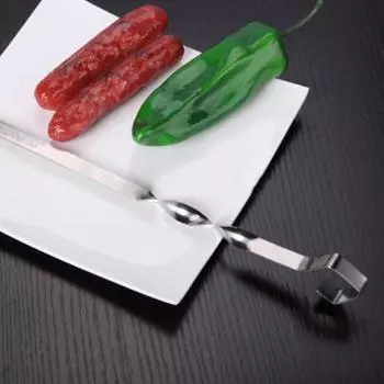 палочки для барбекю, жаропрочные многоразовые шампуры из нержавеющей стали для гриля с мясом и креветками для пикника серебряный