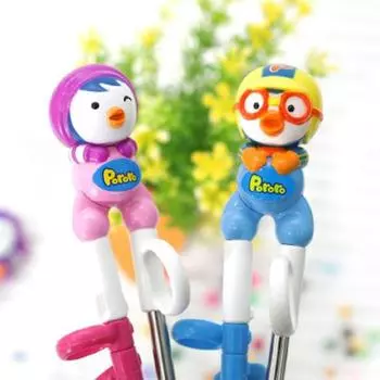 Палочки для еды Edison 3D из нержавеющей стали Pororo + Patty, разные цвета, 1 набор