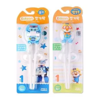 Палочки для еды Haeho Poly, уровень 1, для левой руки + палочки для еды Pororo, уровень 1, для левой руки, возраст от 3 лет, 1 комплект