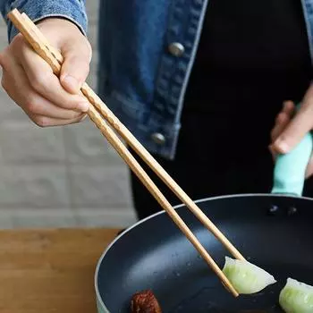 Палочки для еды из бука сверхдлинные, нескользящие, 32/42 см, с резным узором в виде панциря черепахи, для жарки лапши на гриле, сервировки в горячем горшке