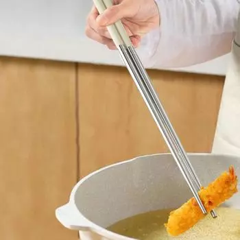 Палочки для еды из нержавеющей стали Длинные палочки для еды Лапша, жареная во фритюре Китайские палочки для еды Многоразовые металлические палочки для еды Посуда S