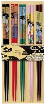 Палочки для еды Kawai, идеальные для гостеприимства, набор из 5 штук 25056 Ukiyo-e 22,5 см