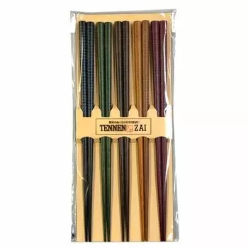 Палочки для еды японские Ishida для гостей, набор из 5 штук, окрашенные деревянные, кабуки, 23 см (Естественное дерево)