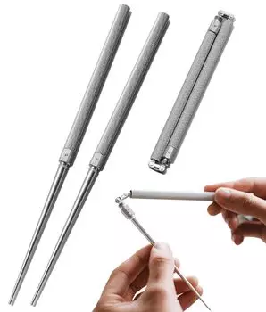 Палочки для еды TOKYO CRAFTS Professional Series 23 г Ультралегкие складные UL Gear из анодированного алюминия Стильные портативные складные палочки для еды для скалолазания серебряный