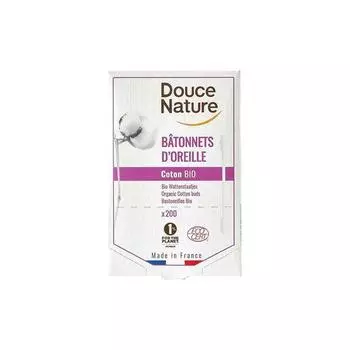 Палочки для умывания Douce nature из 100% органического ватного тампона, 200 шт. 200 Dusnatur organic cotton swabs
