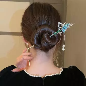 Палочки для волос Бабочка Головной убор Кисточка Вилка для волос Бабочка Шпилька Ханьфу Свадьба 1Pc