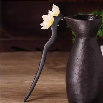 Палочки для волос из ацетата с цветком, корейские заколки Hanfu, женские палочки для волос, китайская вилка для волос, деревянная заколка для волос A