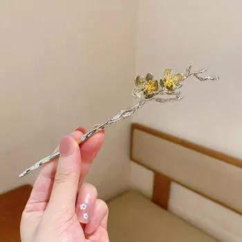 Палочки для волос в китайском стиле с цветком персика для женщин Простые металлические цветочные палочки для волос Заколки Инструменты для дизайна причесок Аксессуары
