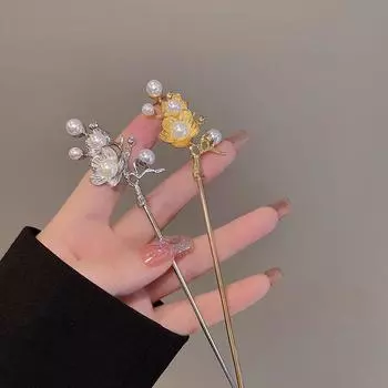 Палочки для волос в китайском стиле, современная заколка для волос с цветком сливы, женская дизайнерская заколка для волос, аксессуары для волос для девочек, головные уборы золотой