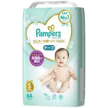 Pampers Diaper Tape Best for skin S 64 sheets - first-time (4~8kg) синий