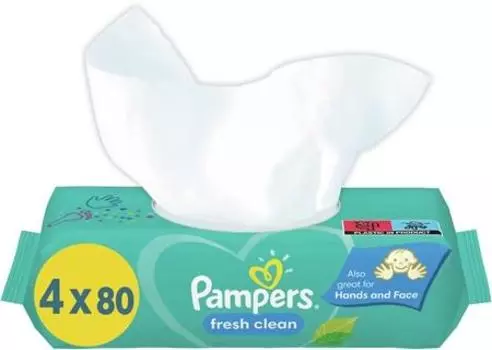 Pampers Fresh Clean Kids Cleansing Wipes for Sensitive Skin TU прозрачный