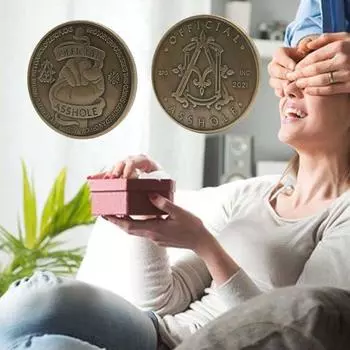 Памятная медаль среднего пальца, винтажная круглая награда для придурка, официальный мудак, приветствие одним пальцем, металлическая коллекция, фестиваль монет, подарок на память, забавный прикол бронзовый/красный