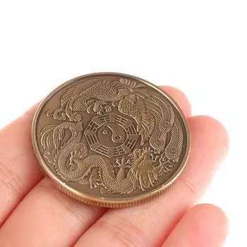 Памятная монета «Дракон Феникс» Монета вызова «Восемь диаграмм Тайцзи» Традиционная китайская культура Символизирует удачу