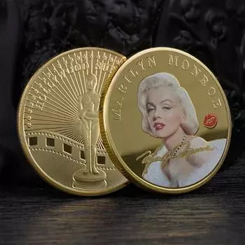 Памятная монета Монро, суперзвезда Мэрилин, металлическая медаль, цветная живопись, позолоченная серебряная монета, коллекция сувенирных монет «Счастливая любовь» золотой