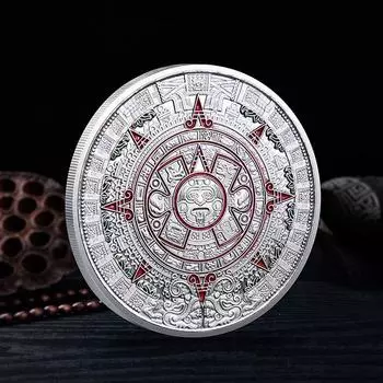Памятная монета с календарем ацтеков майя, искусство, пророчество, культура, коллекционные монеты серебряный