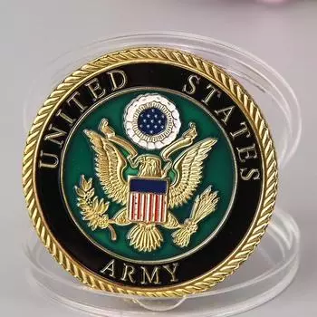 Памятная монета внешней торговли Американские ветераны Краска Металлическая памятная медаль Иностранная молитвенная монета Памятная монета 40*2.5mm