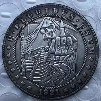 Памятные коллекционные сувенирные серебряные монеты США 1921 года с черепом США