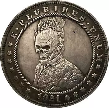 Памятные коллекционные сувенирные серебряные монеты США 1921 года с черепом США