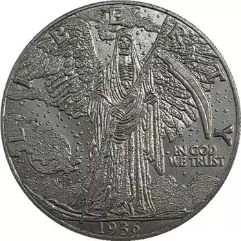 Памятные коллекционные сувенирные серебряные монеты США 1936 года с черепом США