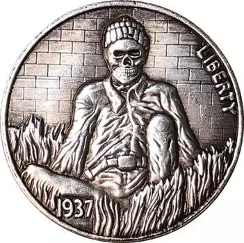 Памятные коллекционные сувенирные серебряные монеты США 1937 года с черепом США