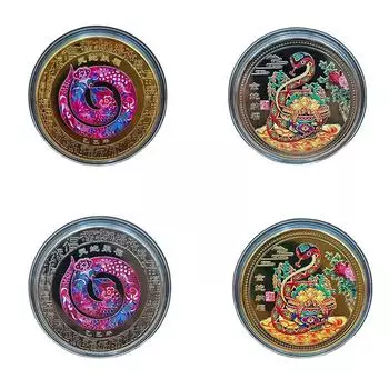 Памятные монеты «Новый год Змеи 2025» Медали китайского зодиака 3D-рельефные монеты A3