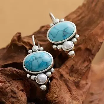 Памятные подарки женские серьги винтажные бирюзовые для друзей 1 пара жемчужные подходят для праздника подвеска-капля элегантные ювелирные изделия