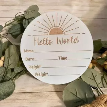 Памятный деревянный знак, натуральный, легко сочетающийся с рельефной текстурой, многоразовый, универсальный подарок, без заусенцев, объявление о рождении, деревянный знак, принадлежности для ванны для новорожденных A